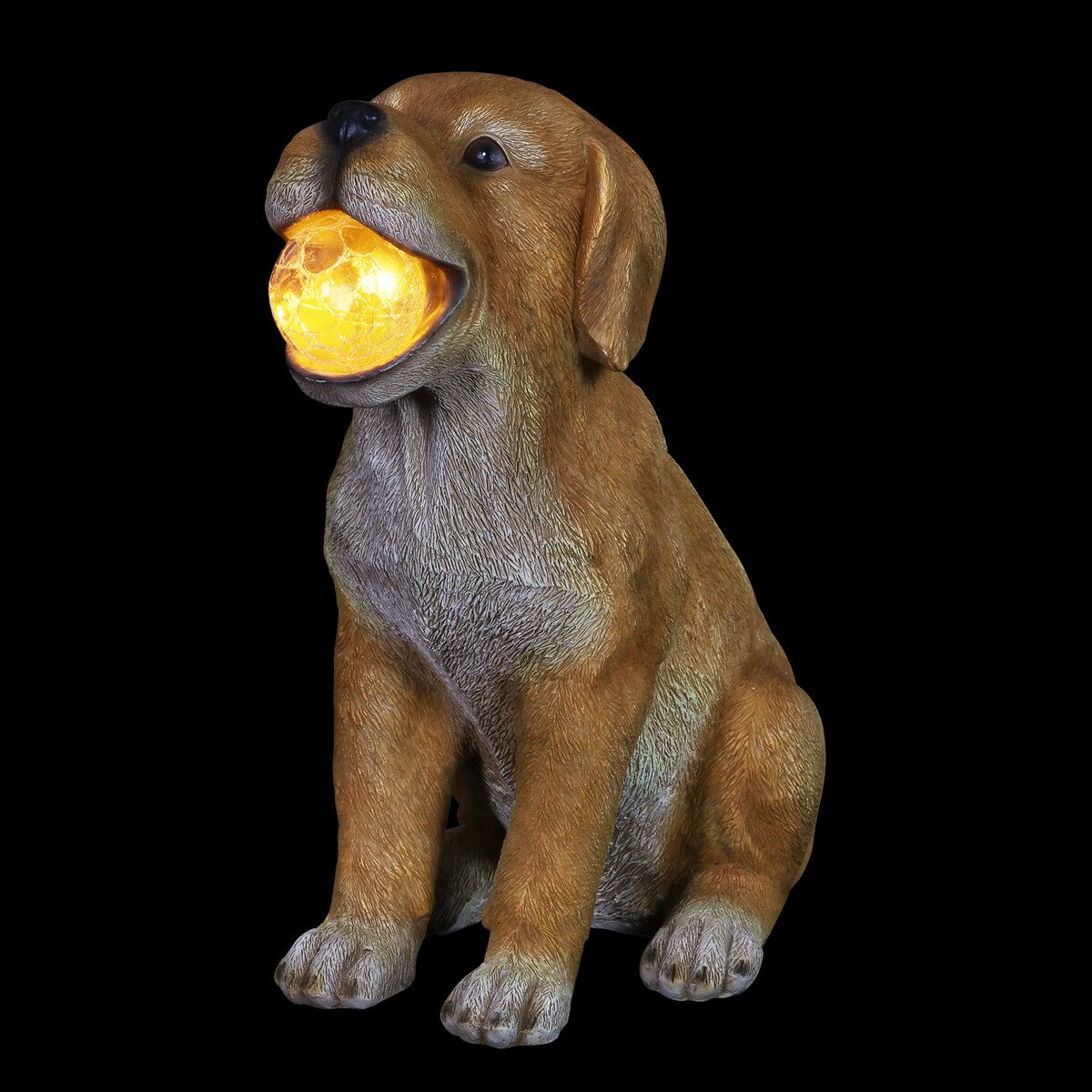 Exhart Solar Dog with LED Ball in Mouth Garden Statuary, 12 Inch tall