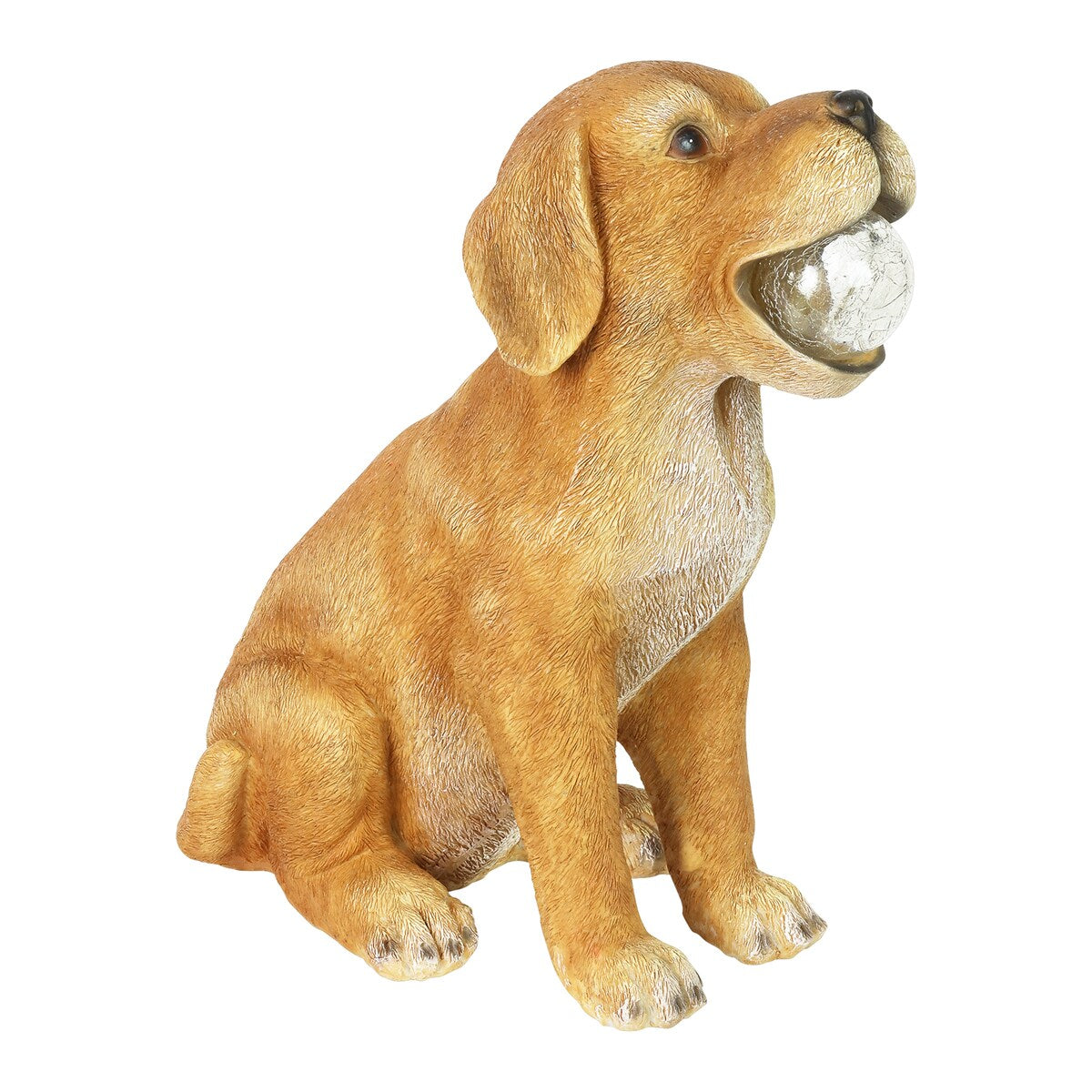 Exhart Solar Dog with LED Ball in Mouth Garden Statuary, 12 Inch tall