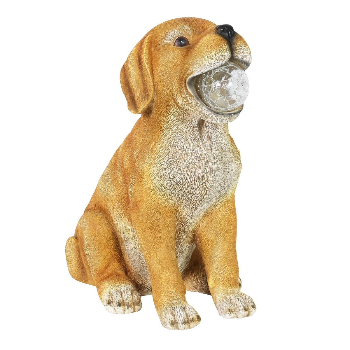 Exhart Solar Dog with LED Ball in Mouth Garden Statuary, 12 Inch tall