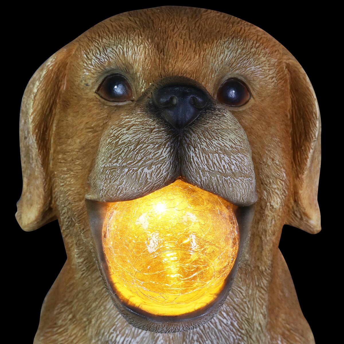 Exhart Solar Dog with LED Ball in Mouth Garden Statuary, 12 Inch tall
