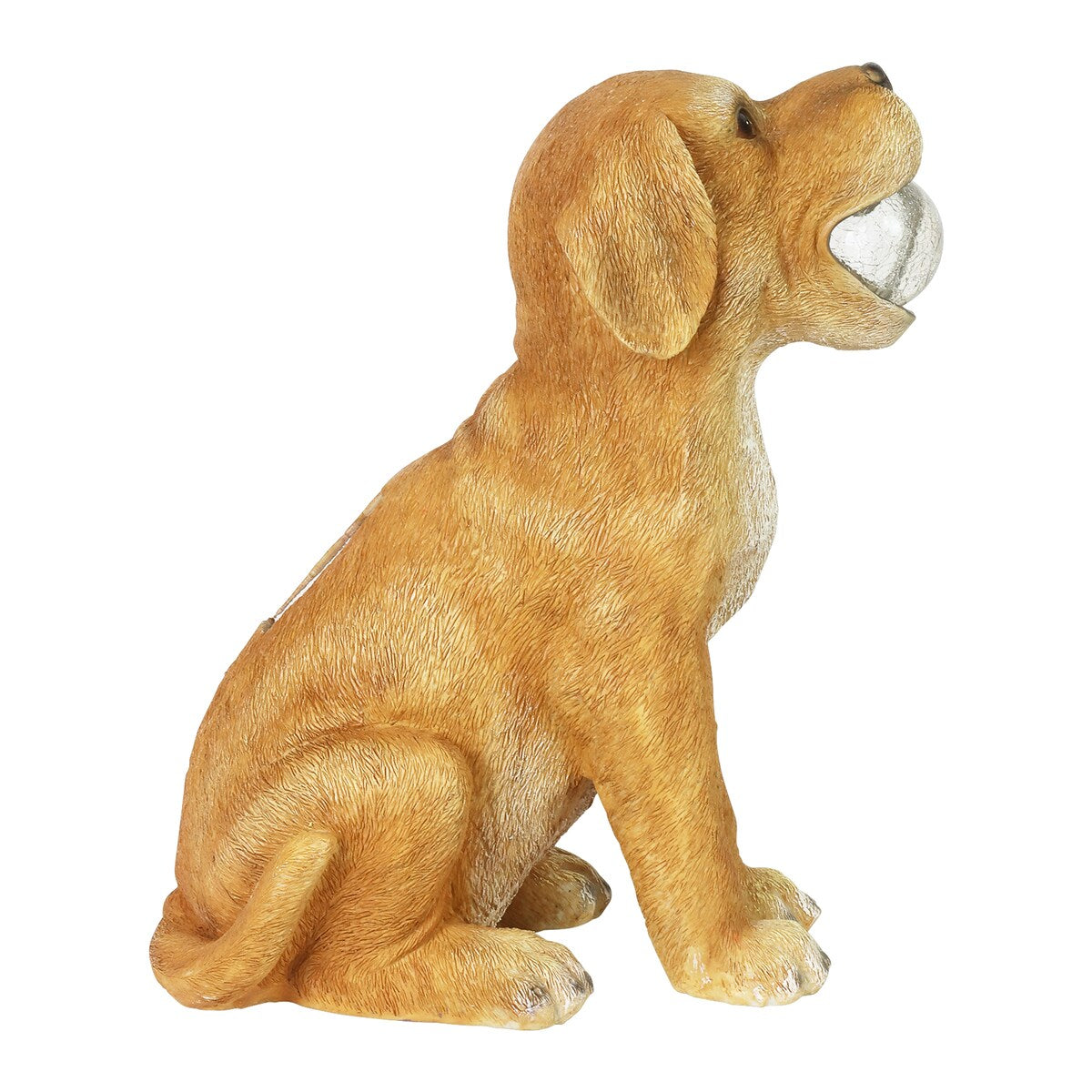 Exhart Solar Dog with LED Ball in Mouth Garden Statuary, 12 Inch tall