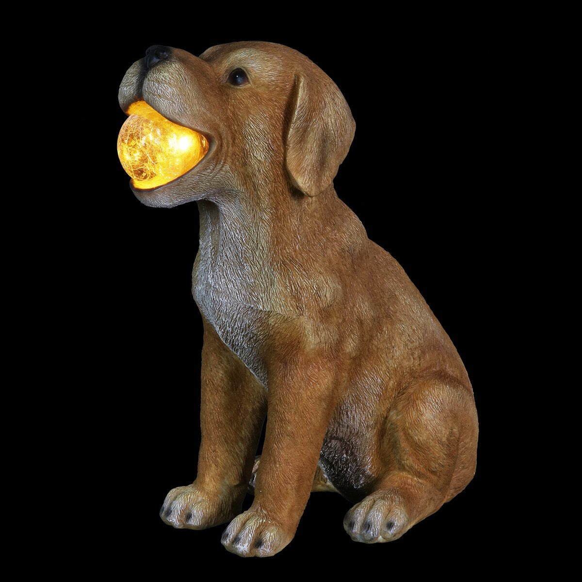Exhart Solar Dog with LED Ball in Mouth Garden Statuary, 12 Inch tall