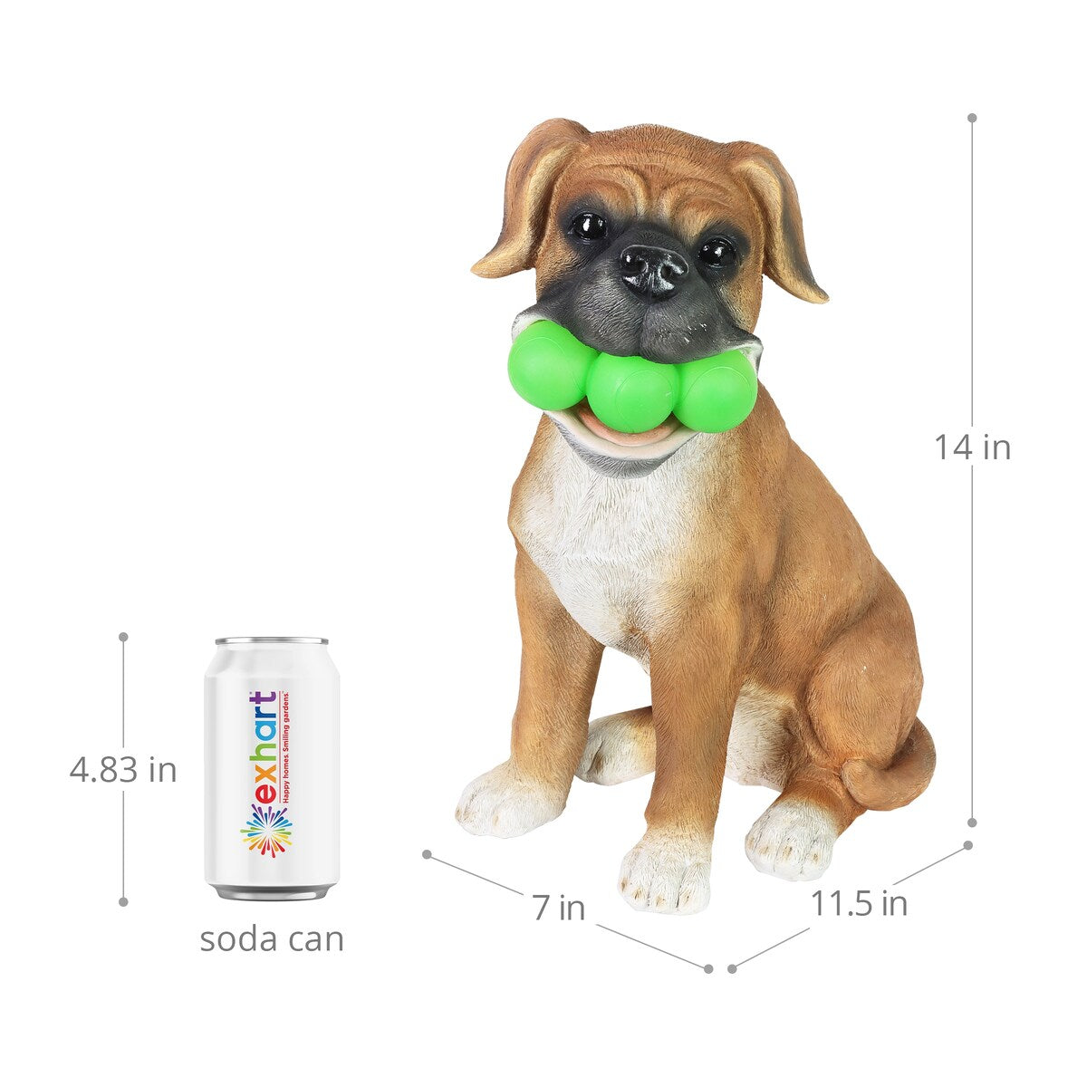 Exhart Solar Dog with LED Tennis Balls Garden Statuary, 14 Inch tall