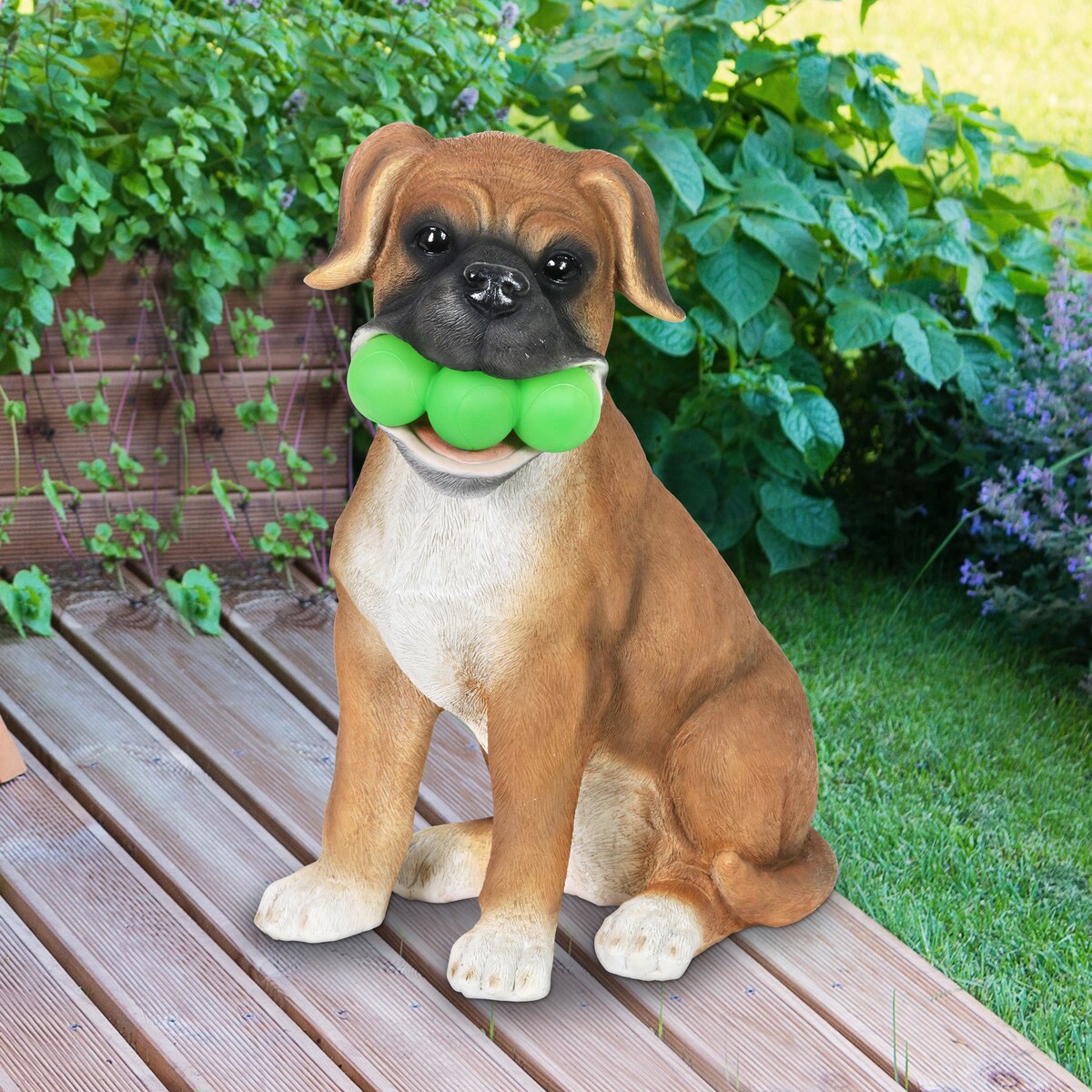 Exhart Solar Dog with LED Tennis Balls Garden Statuary, 14 Inch tall