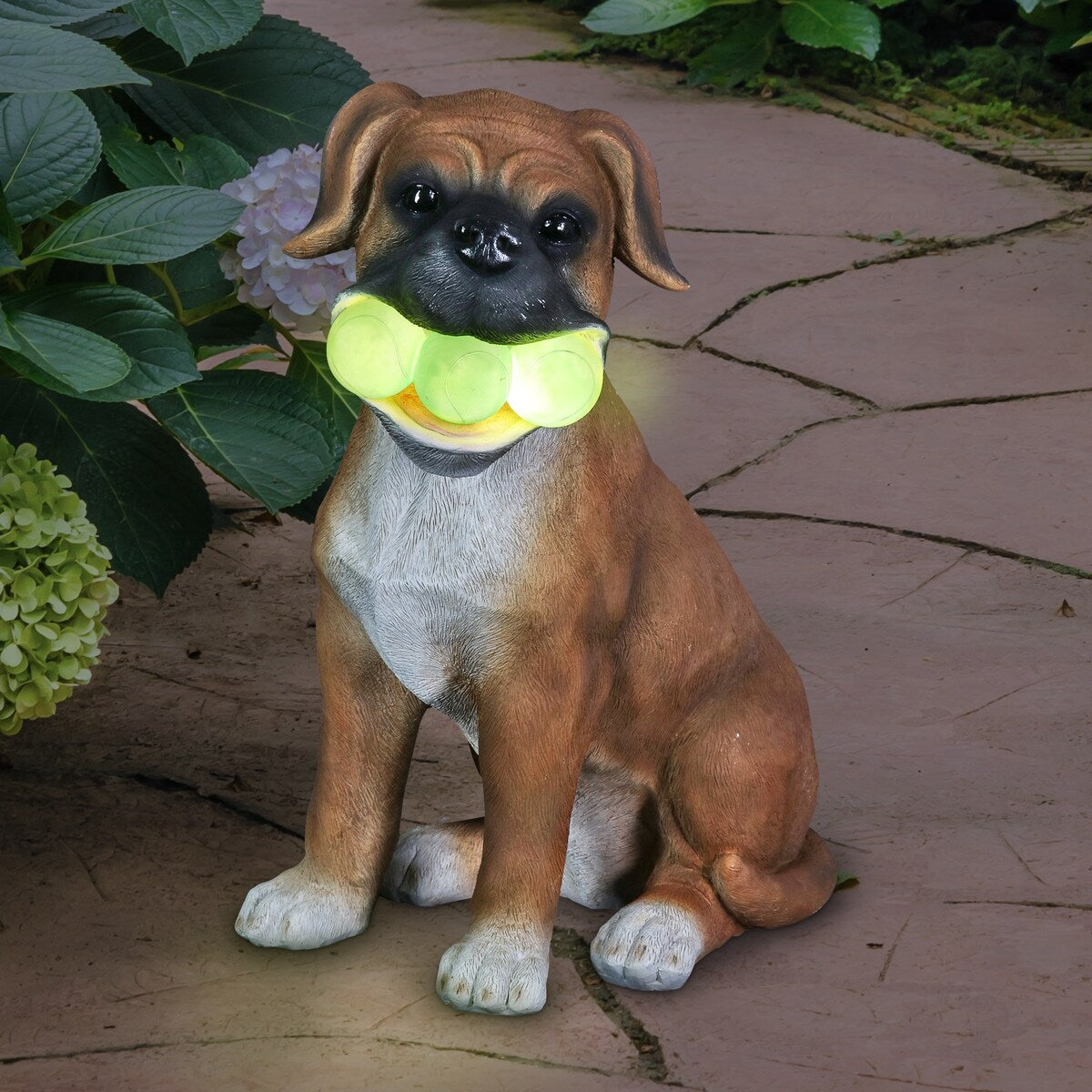 Exhart Solar Dog with LED Tennis Balls Garden Statuary, 14 Inch tall