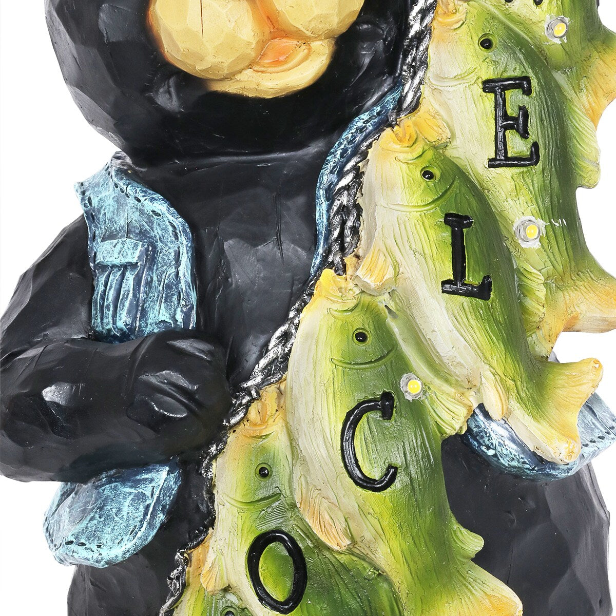 Exhart Solar Fish Stringing Welcome Bear, 13 Inch