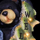 Exhart Solar Fish Stringing Welcome Bear, 13 Inch