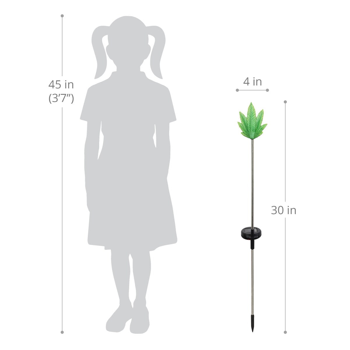 Exhart Solar Ganja Leaf Resin Garden Stake, 4 by 30 Inches