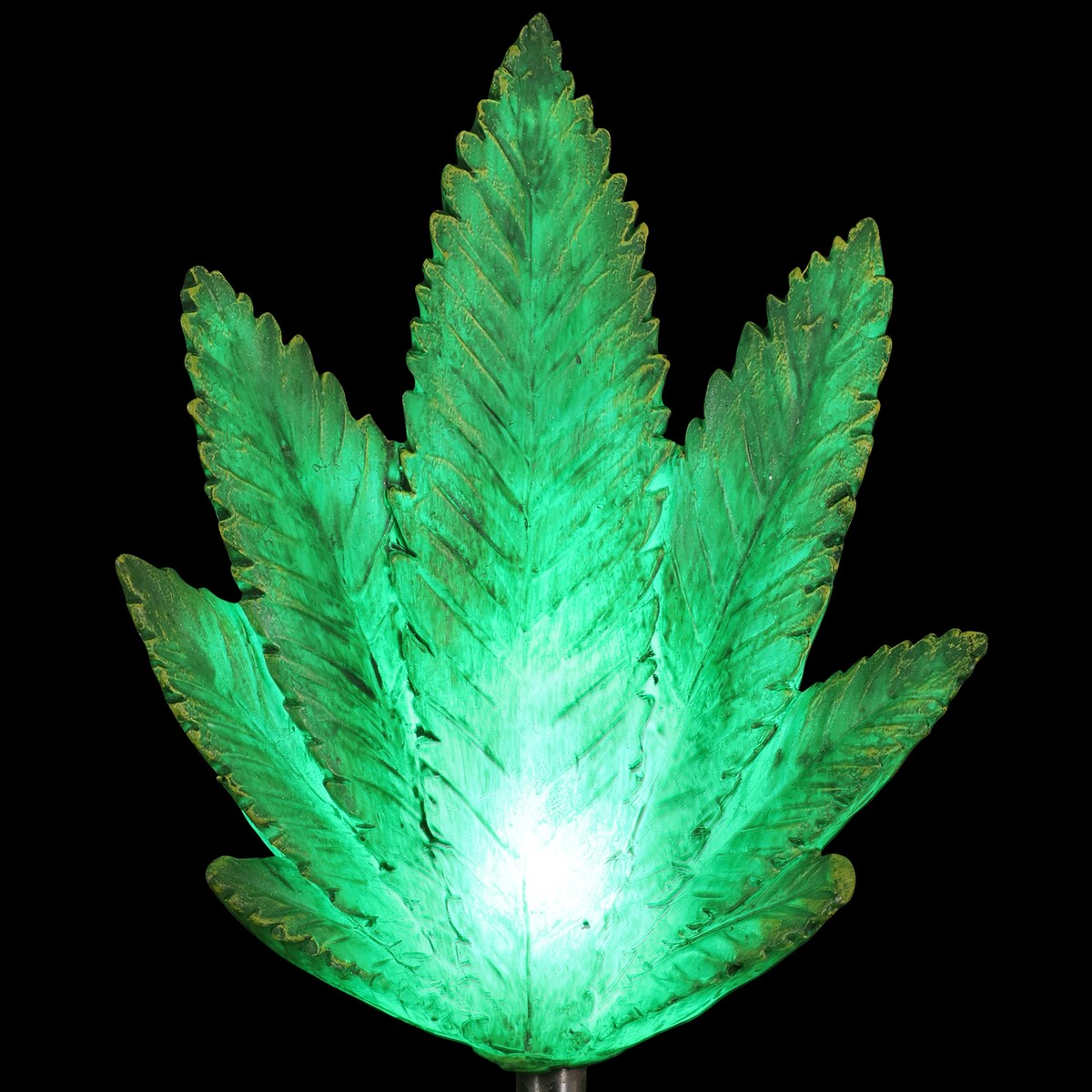 Exhart Solar Ganja Leaf Resin Garden Stake, 4 by 30 Inches