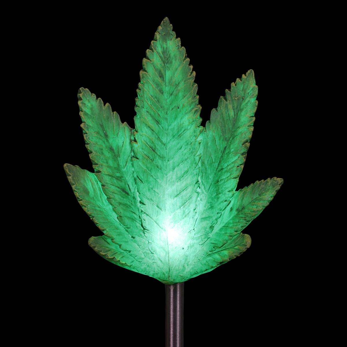 Exhart Solar Ganja Leaf Resin Garden Stake, 4 by 30 Inches