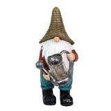 Exhart Solar Garden Gnome with LED Firefly Watering Can Statuary, 5 by 12.5 Inch