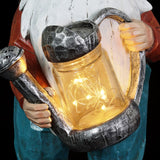 Exhart Solar Garden Gnome with LED Firefly Watering Can Statuary, 5 by 12.5 Inch