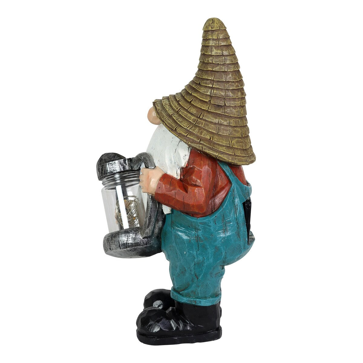 Exhart Solar Garden Gnome with LED Firefly Watering Can Statuary, 5 by 12.5 Inch
