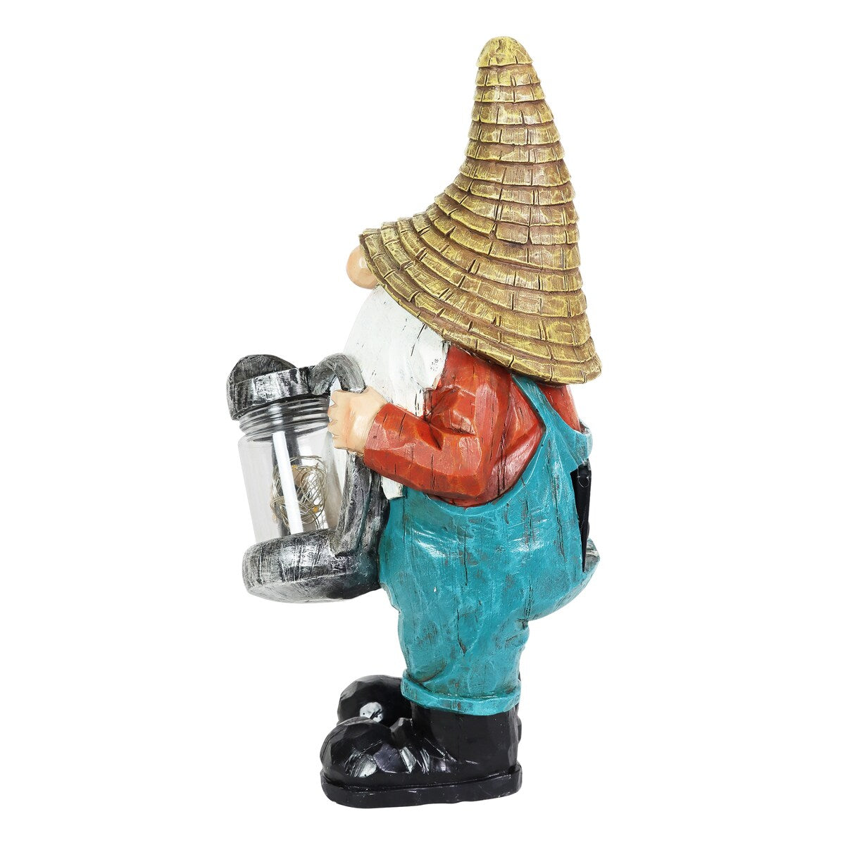 Exhart Solar Garden Gnome with LED Firefly Watering Can Statuary, 5 by 12.5 Inch