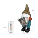 Exhart Solar Garden Gnome with LED Firefly Watering Can Statuary, 5 by 12.5 Inch