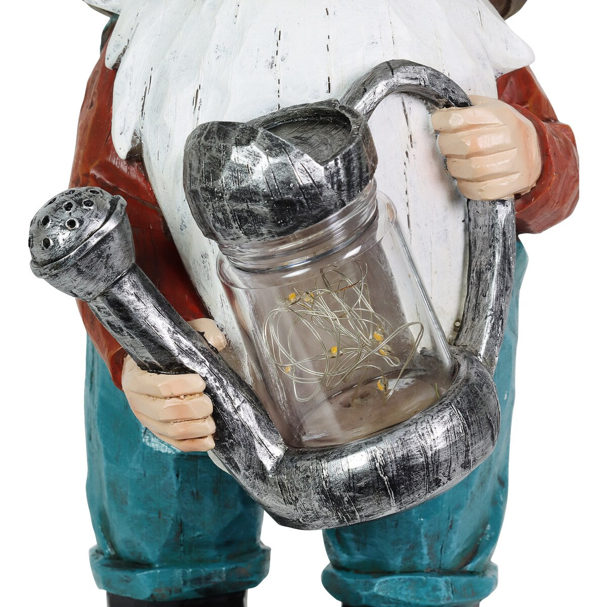 Exhart Solar Garden Gnome with LED Firefly Watering Can Statuary, 5 by 12.5 Inch