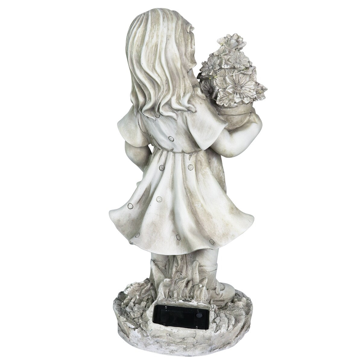 Exhart Solar Girl with a Flower Pot Garden Statue, 18 Inch