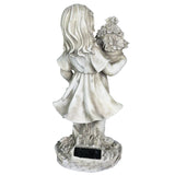 Exhart Solar Girl with a Flower Pot Garden Statue, 18 Inch