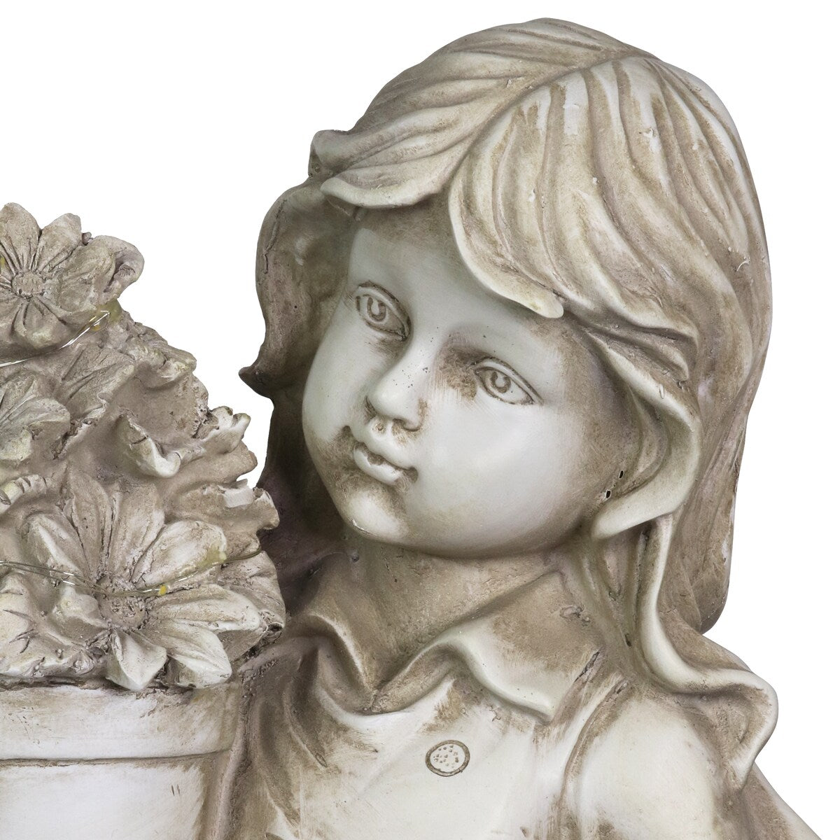 Exhart Solar Girl with a Flower Pot Garden Statue, 18 Inch