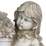 Exhart Solar Girl with a Flower Pot Garden Statue, 18 Inch