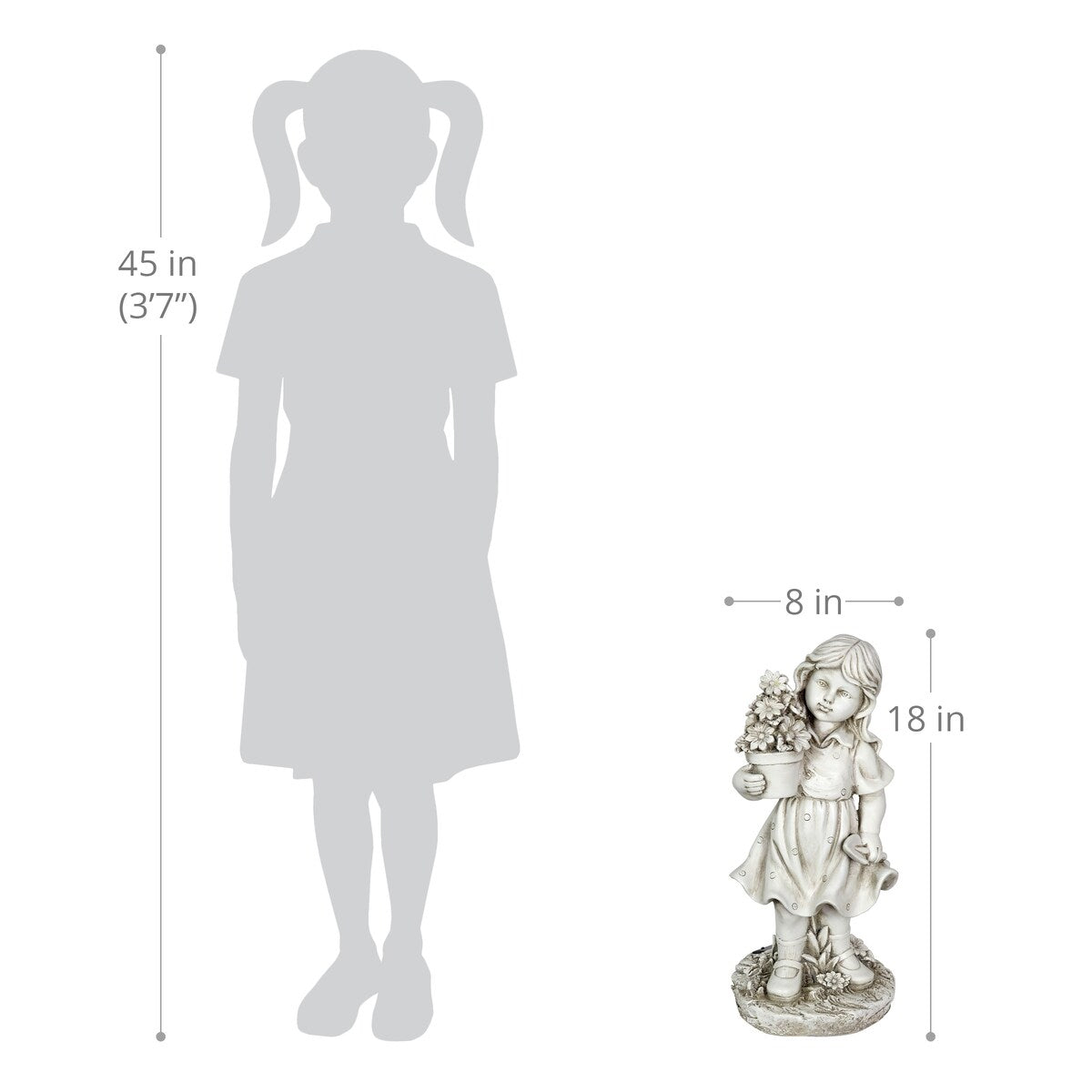Exhart Solar Girl with a Flower Pot Garden Statue, 18 Inch