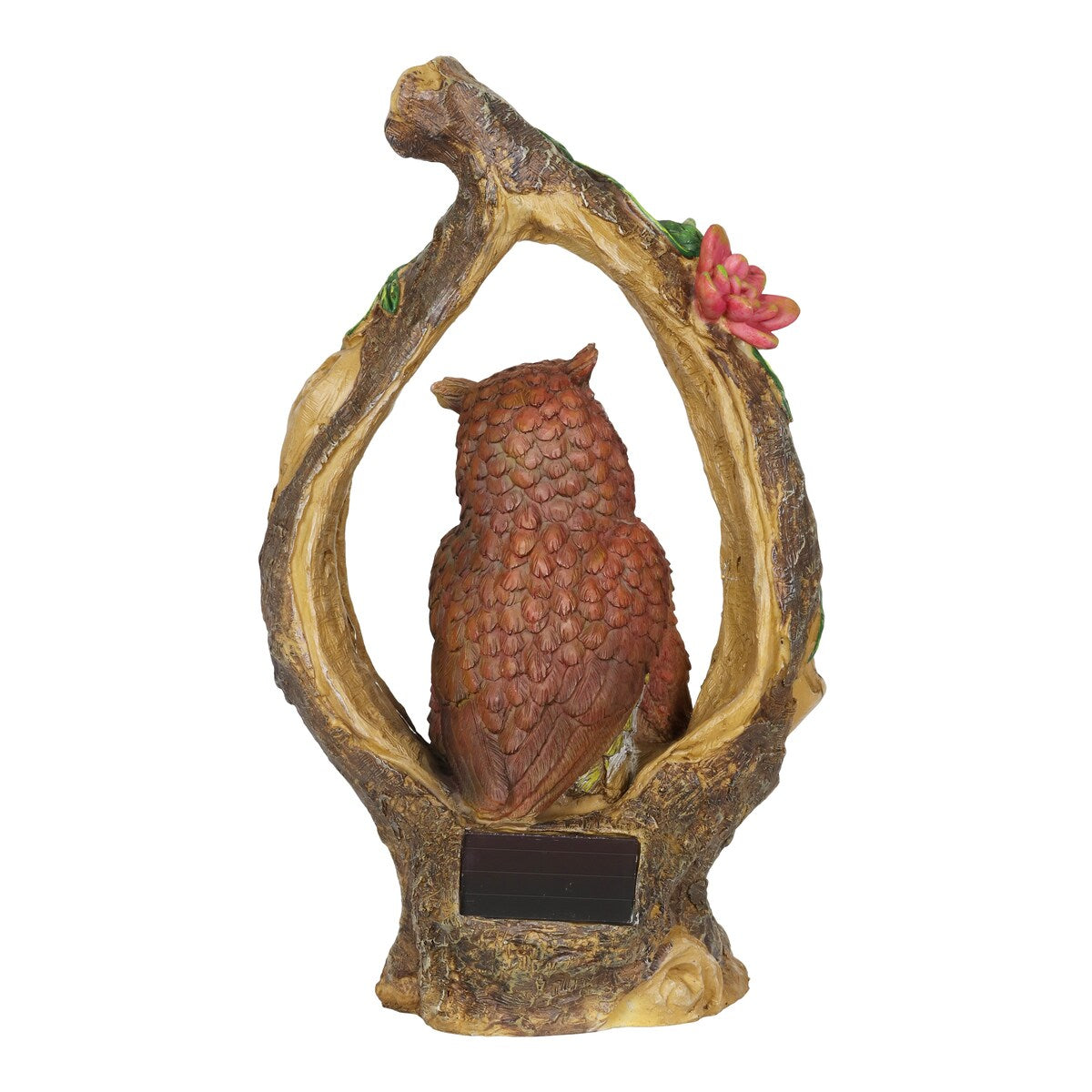 Exhart Solar Owl Family in a Tree Stump Garden Statue, 6 by 13 Inches