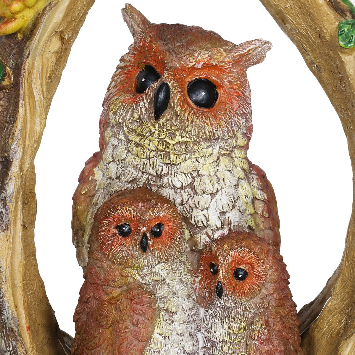 Exhart Solar Owl Family in a Tree Stump Garden Statue, 6 by 13 Inches