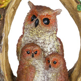 Exhart Solar Owl Family in a Tree Stump Garden Statue, 6 by 13 Inches