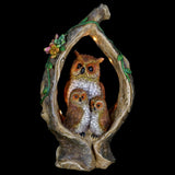 Exhart Solar Owl Family in a Tree Stump Garden Statue, 6 by 13 Inches