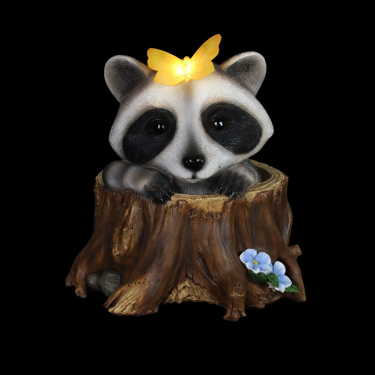 Exhart Solar Peekaboo Racoon Garden Statue, 8.5 Inches tall