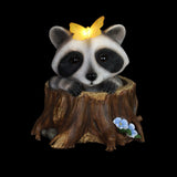 Exhart Solar Peekaboo Racoon Garden Statue, 8.5 Inches tall