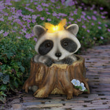 Exhart Solar Peekaboo Racoon Garden Statue, 8.5 Inches tall