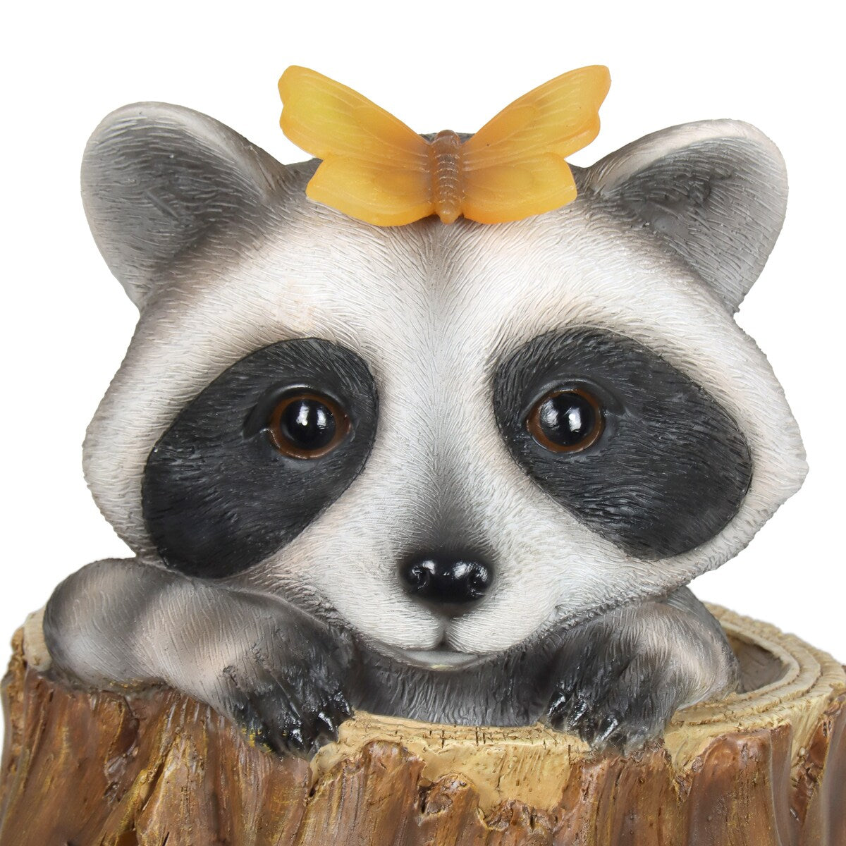 Exhart Solar Peekaboo Racoon Garden Statue, 8.5 Inches tall
