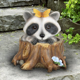 Exhart Solar Peekaboo Racoon Garden Statue, 8.5 Inches tall