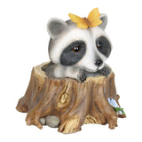 Exhart Solar Peekaboo Racoon Garden Statue, 8.5 Inches tall