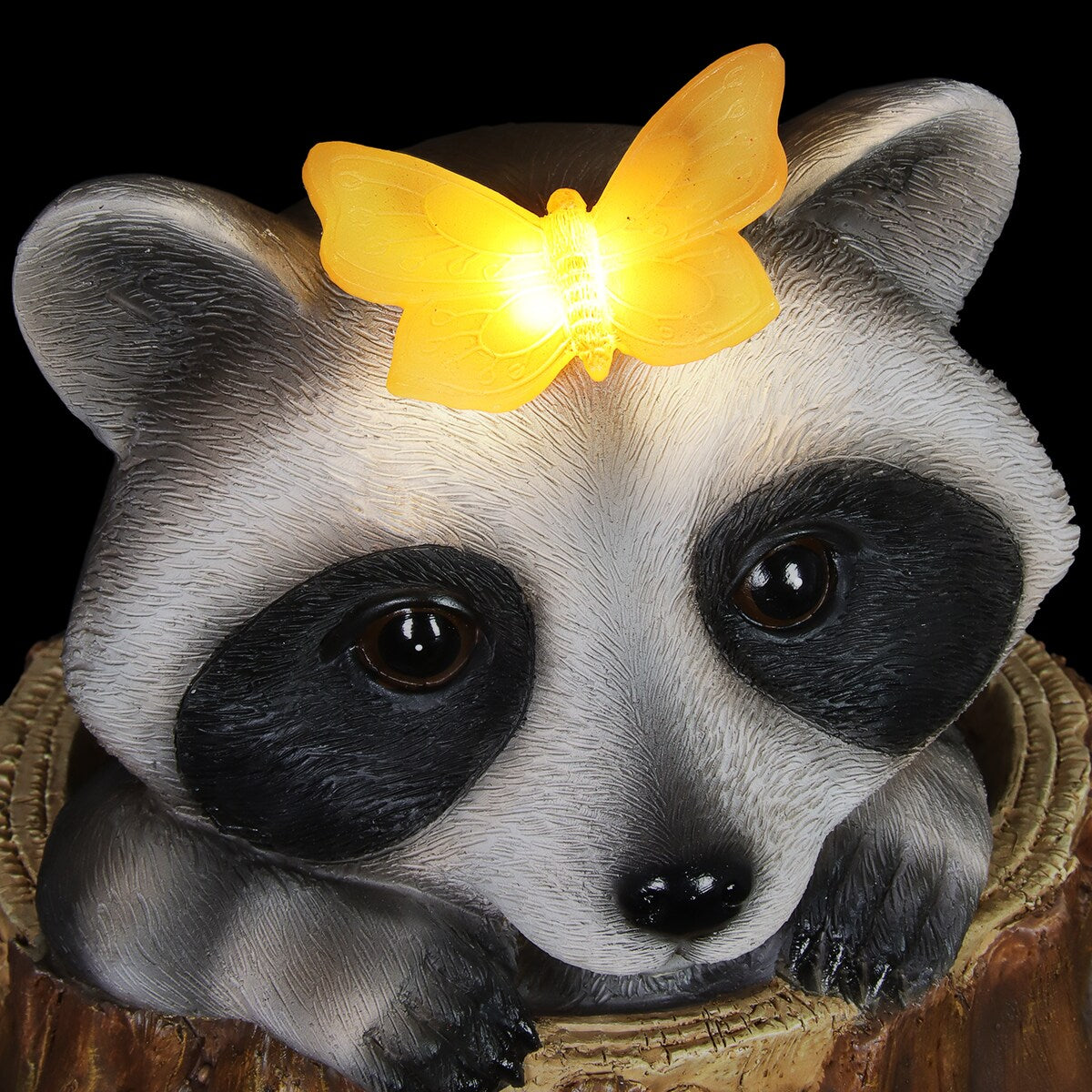 Exhart Solar Peekaboo Racoon Garden Statue, 8.5 Inches tall