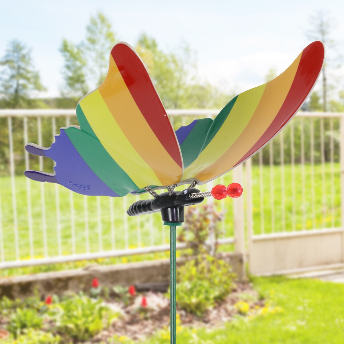 Exhart WindyWings Rainbow Butterfly Garden Stake, Set of (4), 30 Inches tall