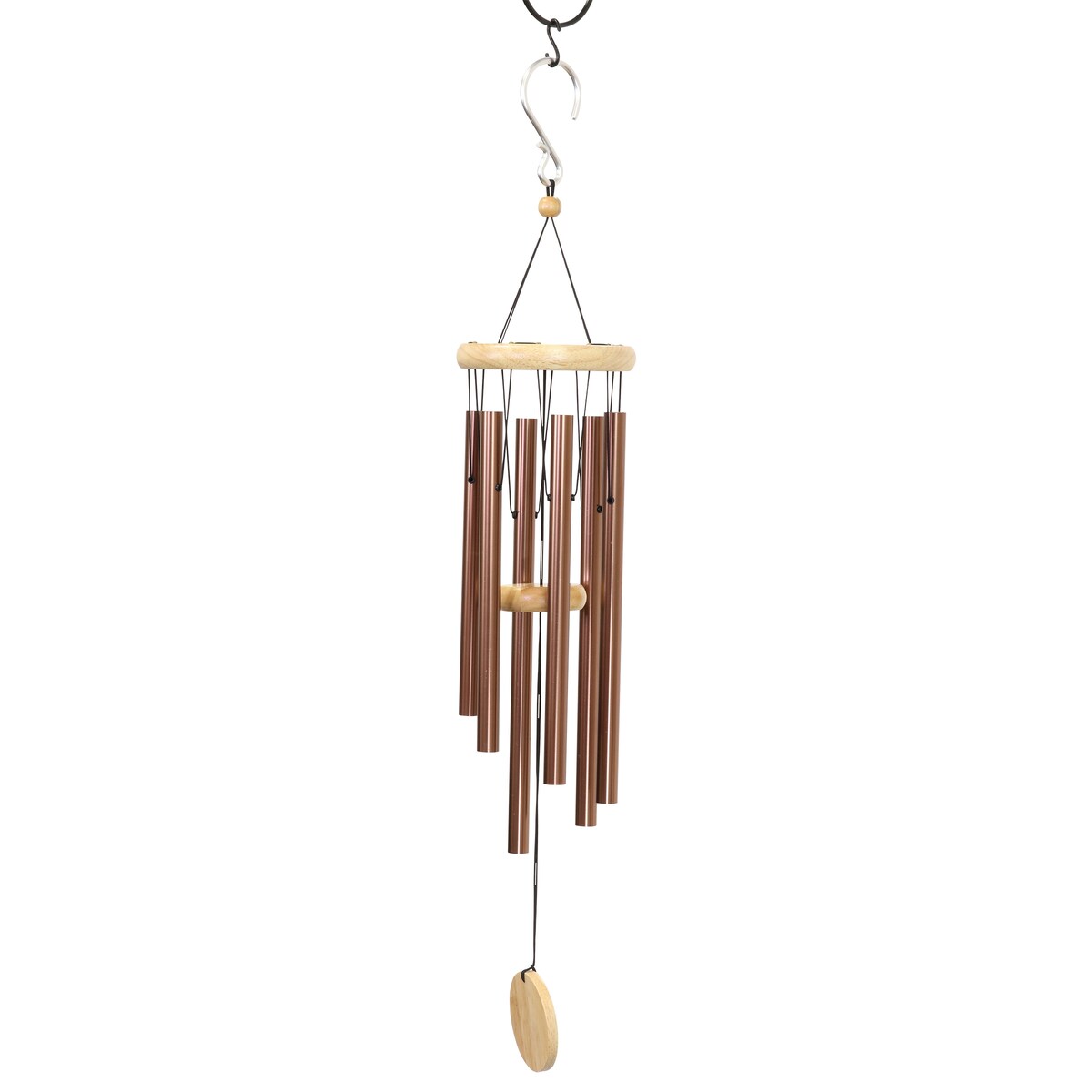 Exhart, Hand Tuned Metal Chime with Natural Wood Top and Charm, 30 Inch
