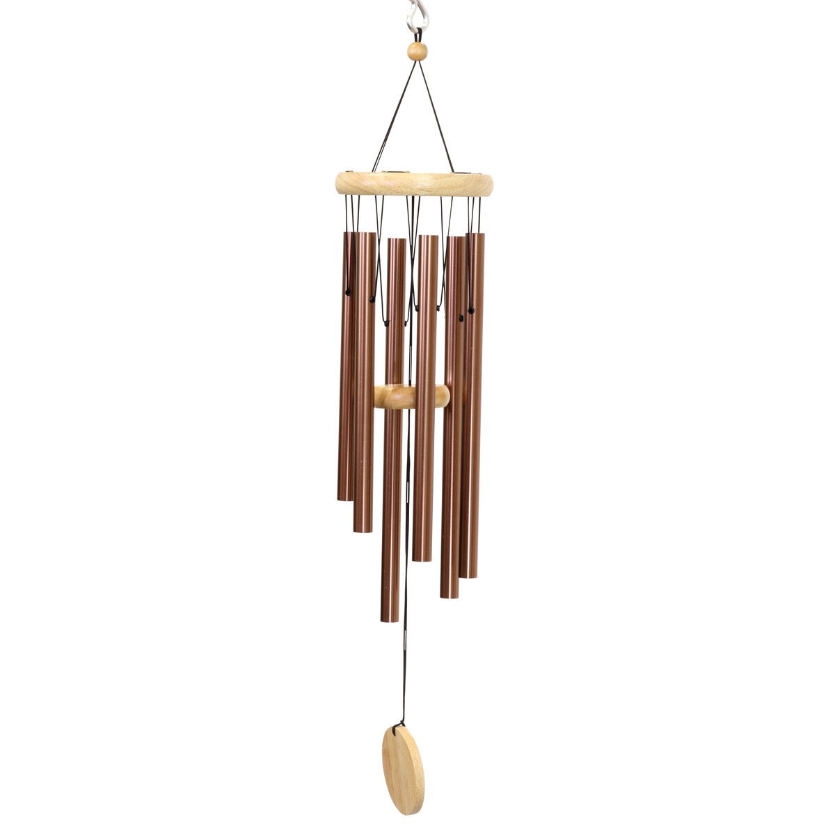 Exhart, Hand Tuned Metal Chime with Natural Wood Top and Charm, 30 Inch