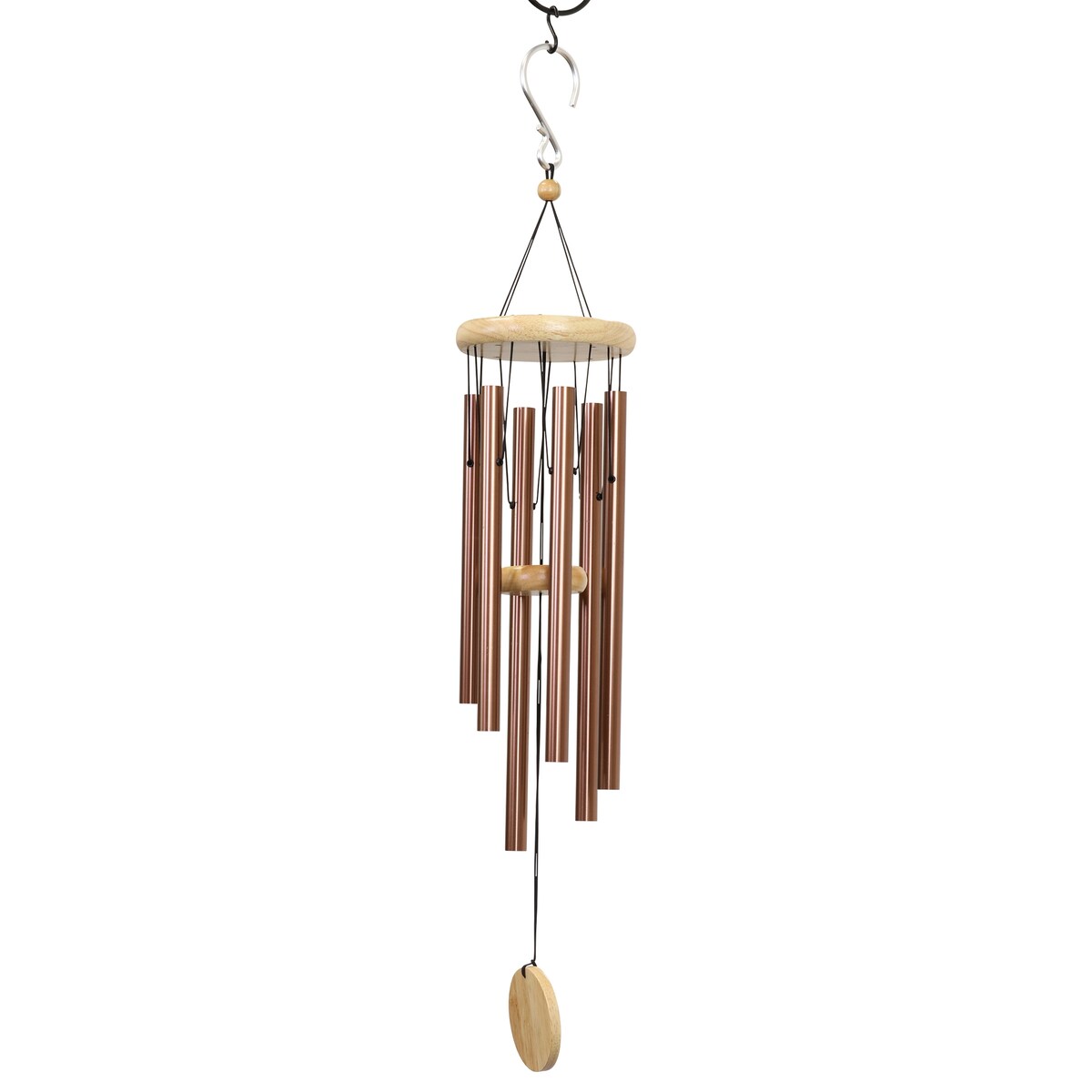 Exhart, Hand Tuned Metal Chime with Natural Wood Top and Charm, 30 Inch