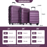Expandable 3 Piece Luggage Sets PC Lightweight & Durable Suitcase with Two Hooks, Spinner Wheels, TSA Lock, (21/25/29)