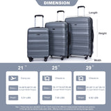 Expandable 3 Piece Luggage Sets PC Lightweight & Durable Suitcase with Two Hooks, Spinner Wheels, TSA Lock, (21/25/29)