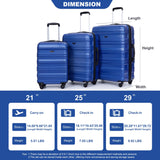 Expandable 3 Piece Luggage Sets PC Lightweight & Durable Suitcase with Two Hooks, Spinner Wheels, TSA Lock, (21/25/29)