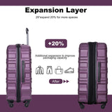 Expandable 3 Piece Luggage Sets PC Lightweight & Durable Suitcase with Two Hooks, Spinner Wheels, TSA Lock, (21/25/29)