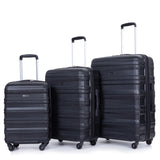 Expandable 3 Piece Luggage Sets PC Lightweight & Durable Suitcase with Two Hooks, Spinner Wheels, TSA Lock, (21/25/29)