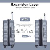 Expandable 3 Piece Luggage Sets PC Lightweight & Durable Suitcase with Two Hooks, Spinner Wheels, TSA Lock, (21/25/29)