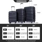 Expandable 3 Piece Luggage Sets PC Lightweight & Durable Suitcase with Two Hooks, Spinner Wheels, TSA Lock, (21/25/29)