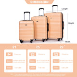 Expandable 3 Piece Luggage Sets PC Lightweight & Durable Suitcase with Two Hooks, Spinner Wheels, TSA Lock, (21/25/29)