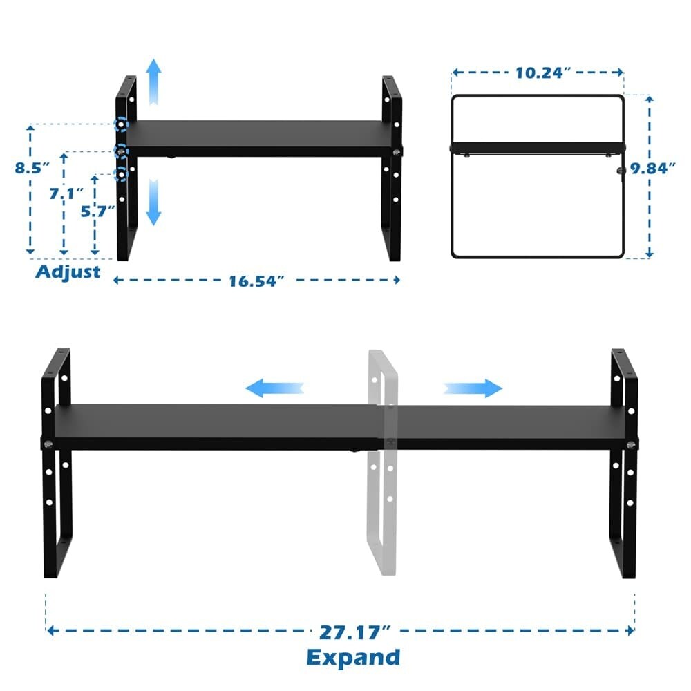 Expandable Cabinet Shelf Organizer Rack,Adjustable Height Large Stackable Kitchen Cupboard Cabinet