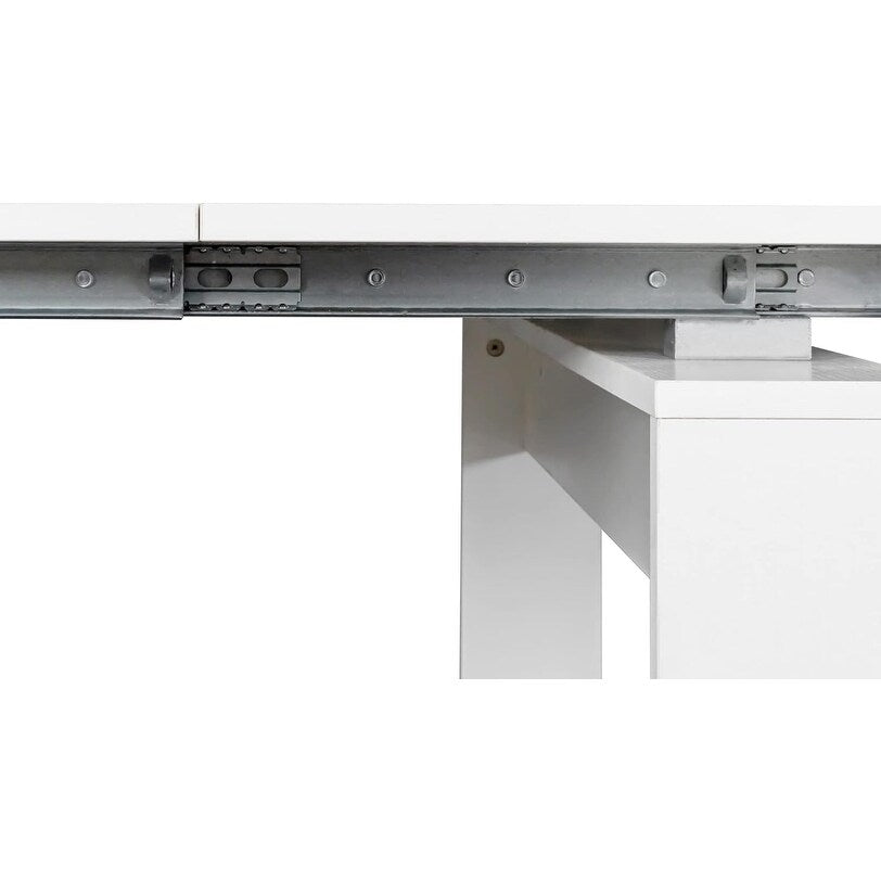 Expandable Dining Table for 6-12 Person, White Extendable Dining Room Table - N/A